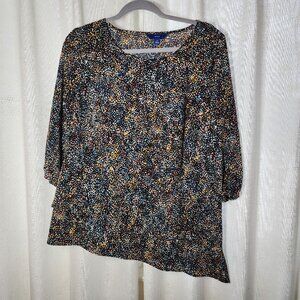 Dress shirt, Apt 9, med, crepe like fabric, multi color dot pattern